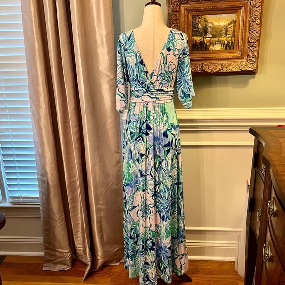 EUC Lilly Pulitzer Parigi Jersey Maxi Dress in Multi Party Time Size SMALL - Picture 4 of 4